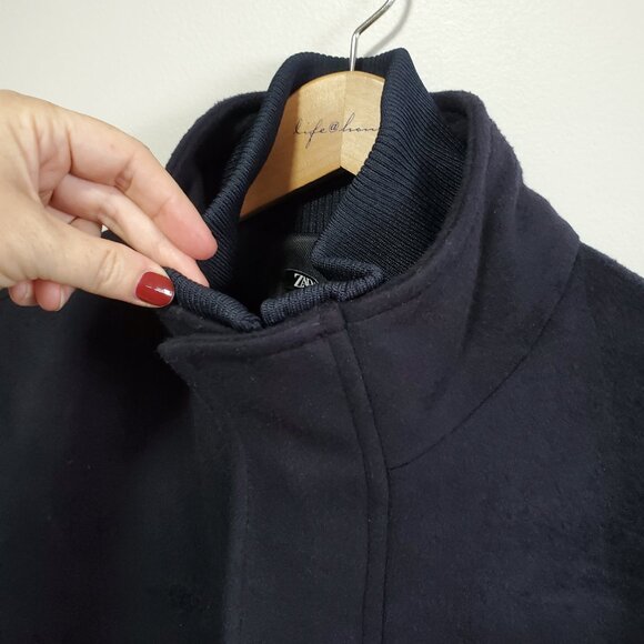 ZARA Soft Mid-Length Peacoat Pea Coat Jacket Preppy Coastal Navy Men's Medium - Picture 2 of 14